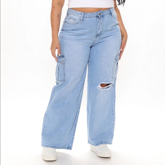 FASHION NOVA Totally Tubular Non Stretch Cargo Skater Jeans - Picture 5 of 5